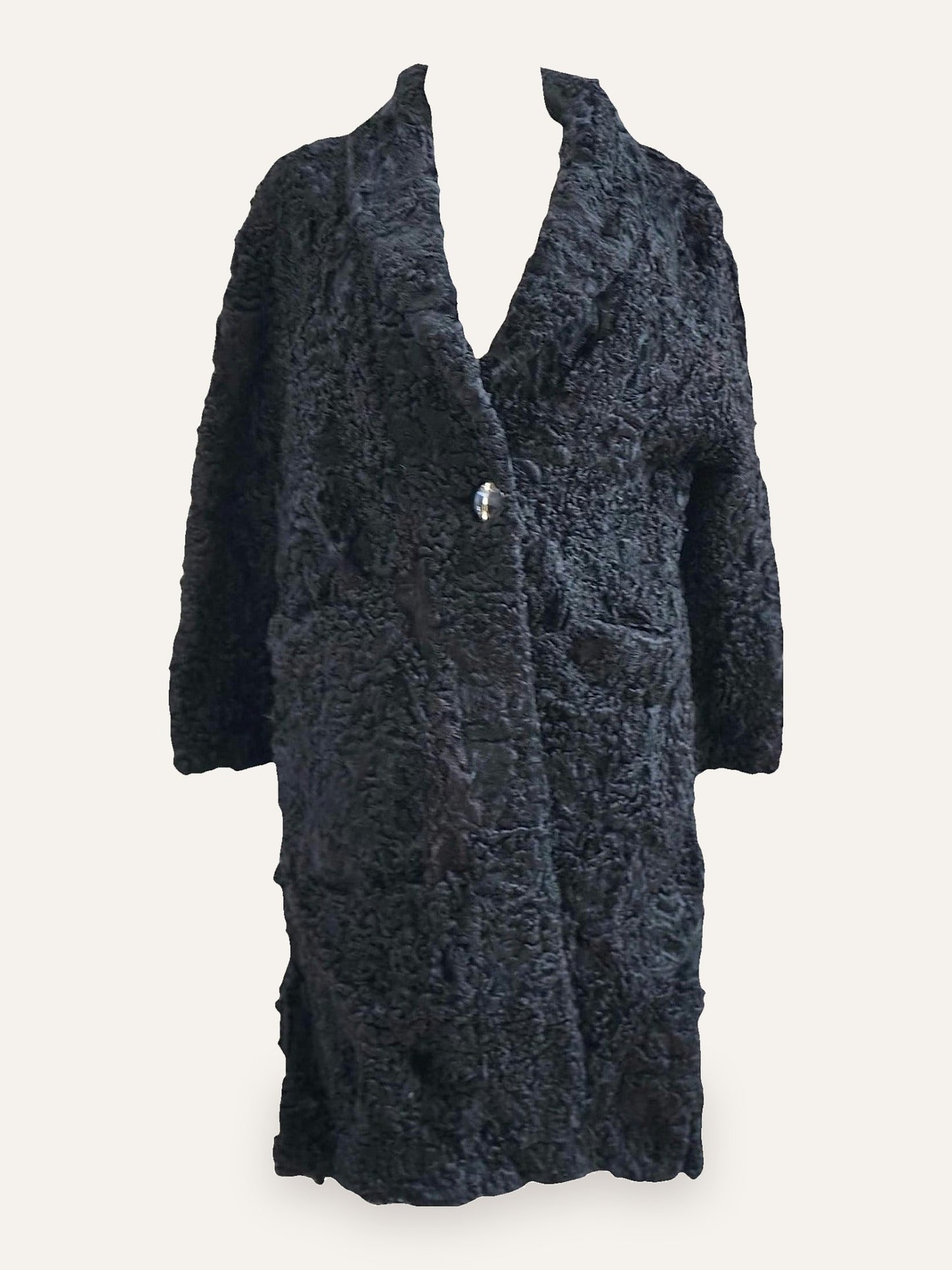 Persian Lamb Coat with Single Crystal Button