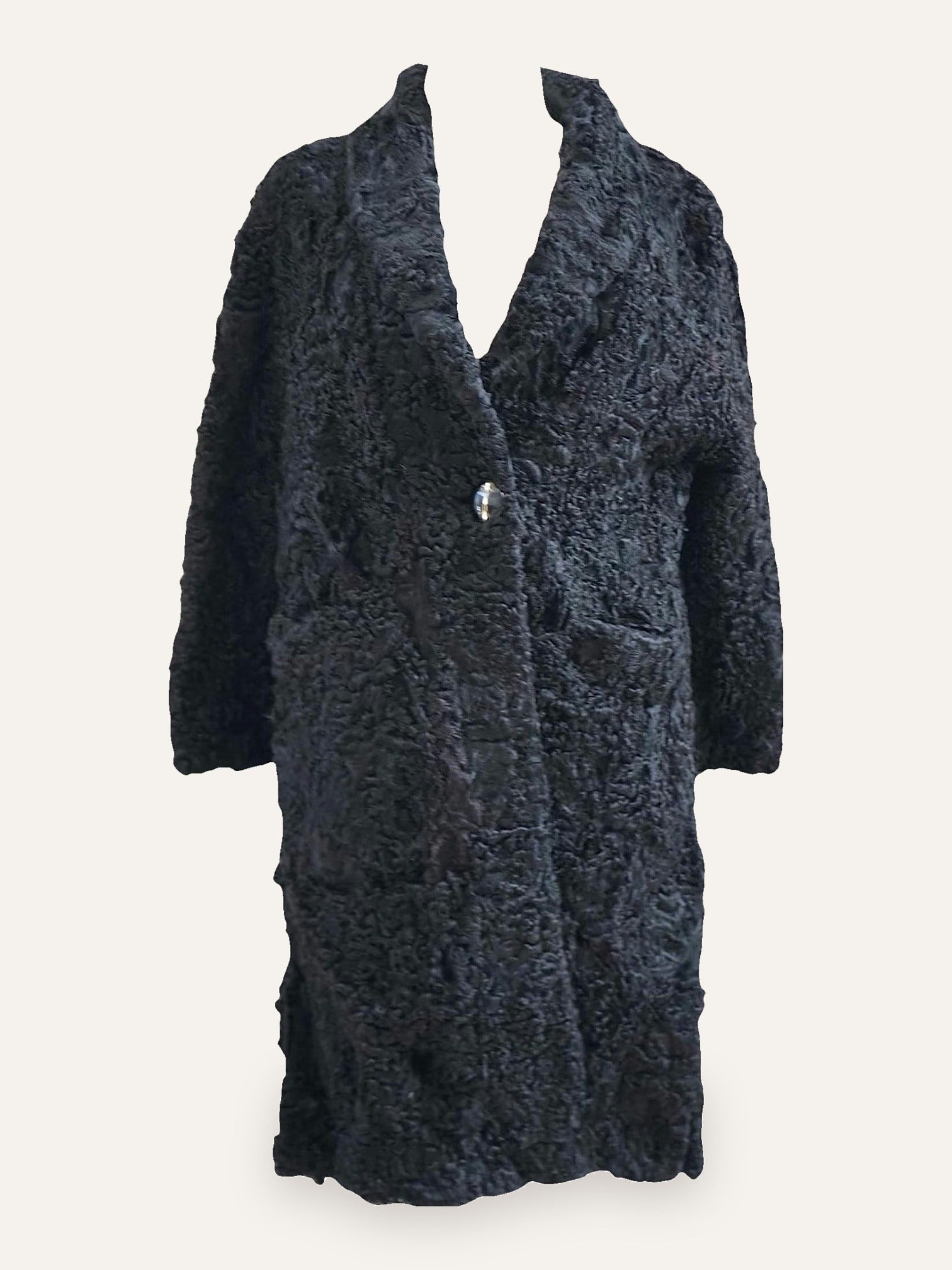 Persian Lamb Coat with Single Crystal Button