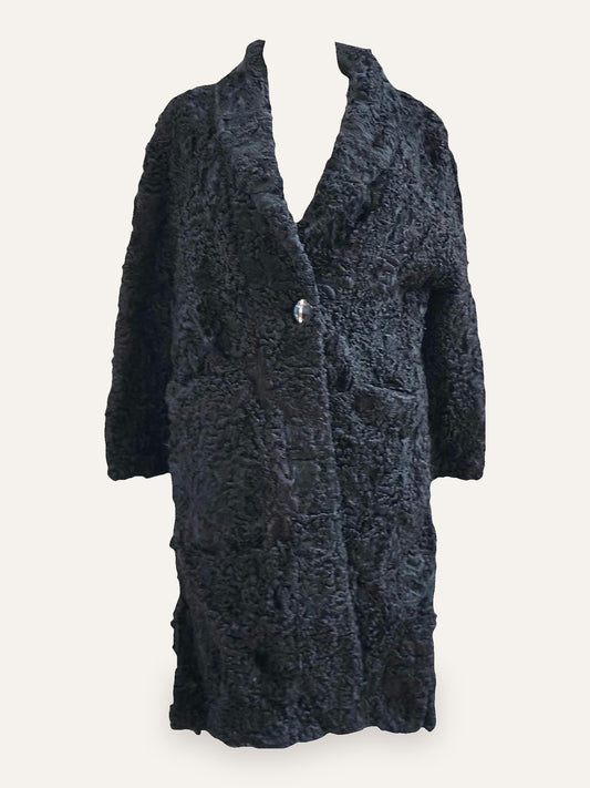 Persian Lamb Coat with Single Crystal Button