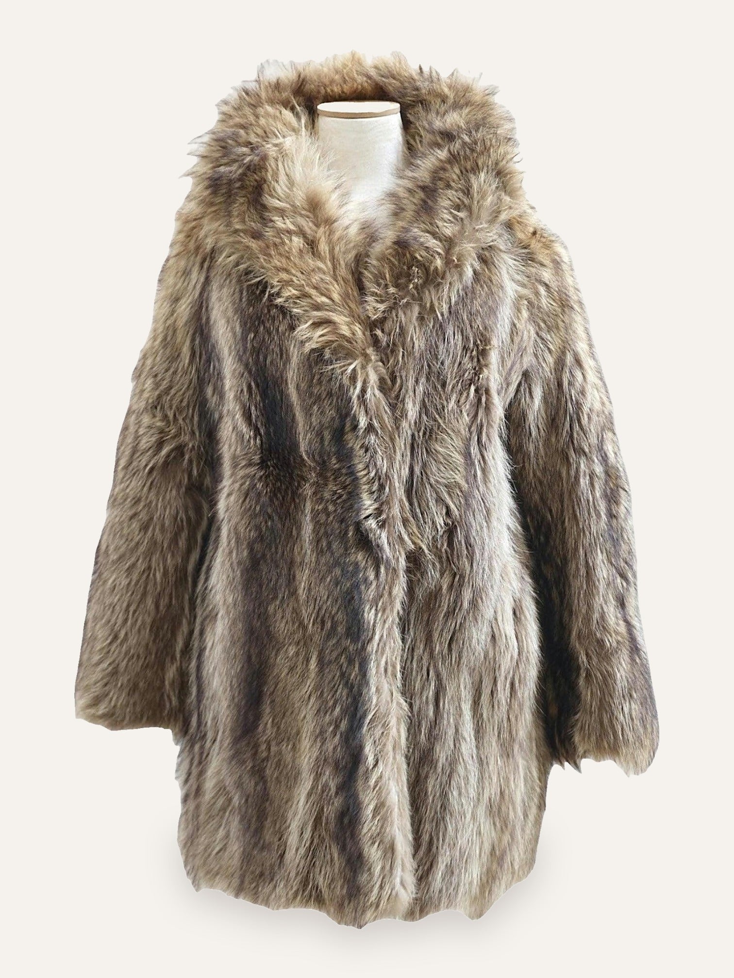 Long Hair Fur Coat in Taupe and Ash Vintage