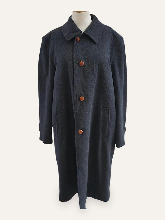 Luciano Benetti Wool Overcoat with Cognac Leather Buttons