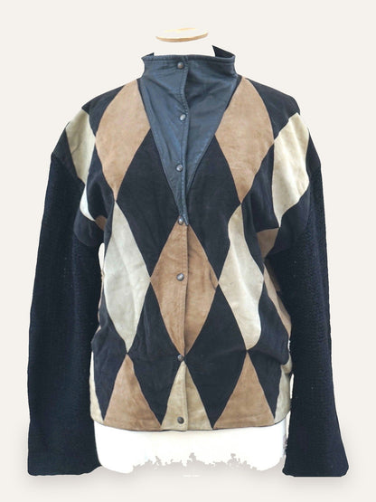 Harlequin Leather Suede Patchwork Jacket