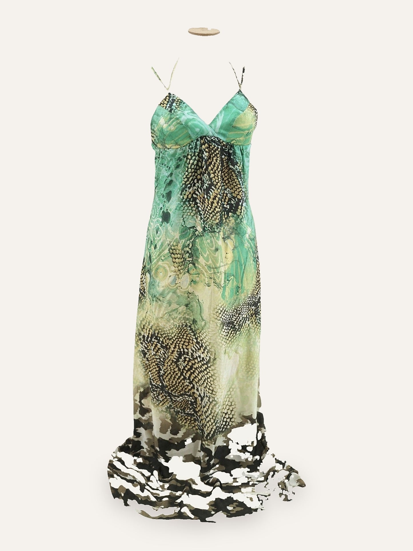 Aslanis Vintage Tropical Print Goddess Dress