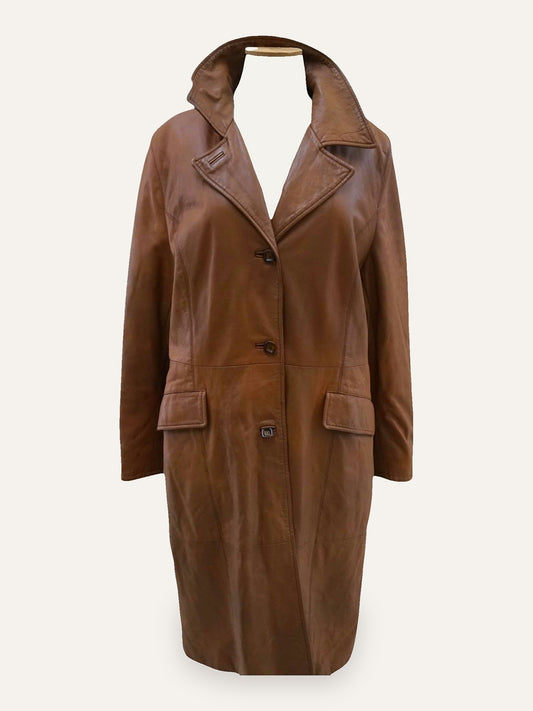 Vera Pella Leather Coat in Cognac