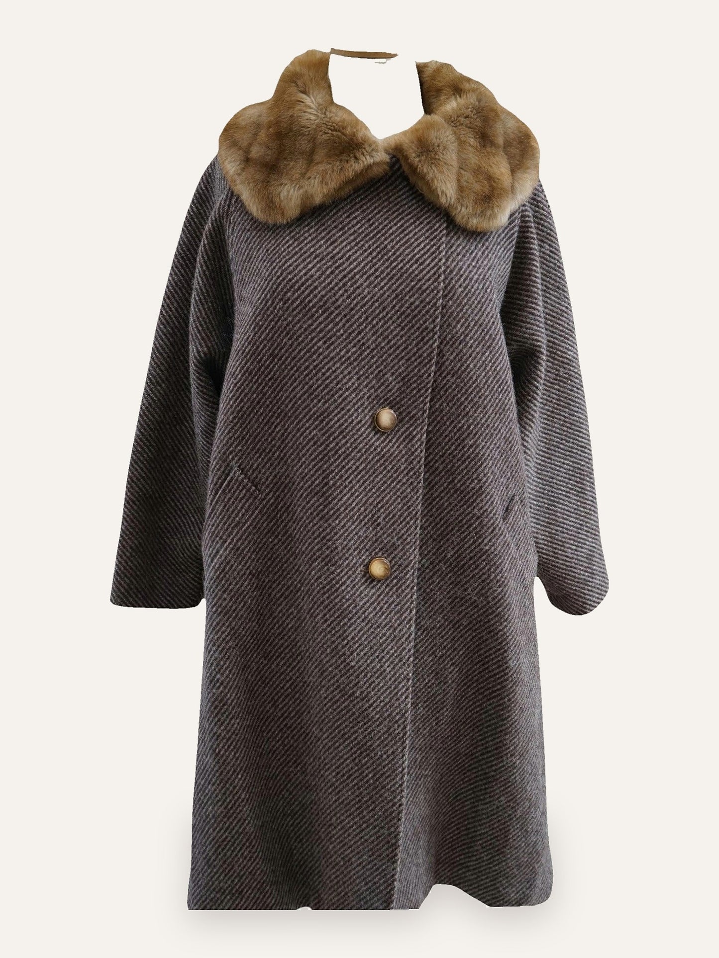 Marzotto Pure Wool Coat with Fur Collar
