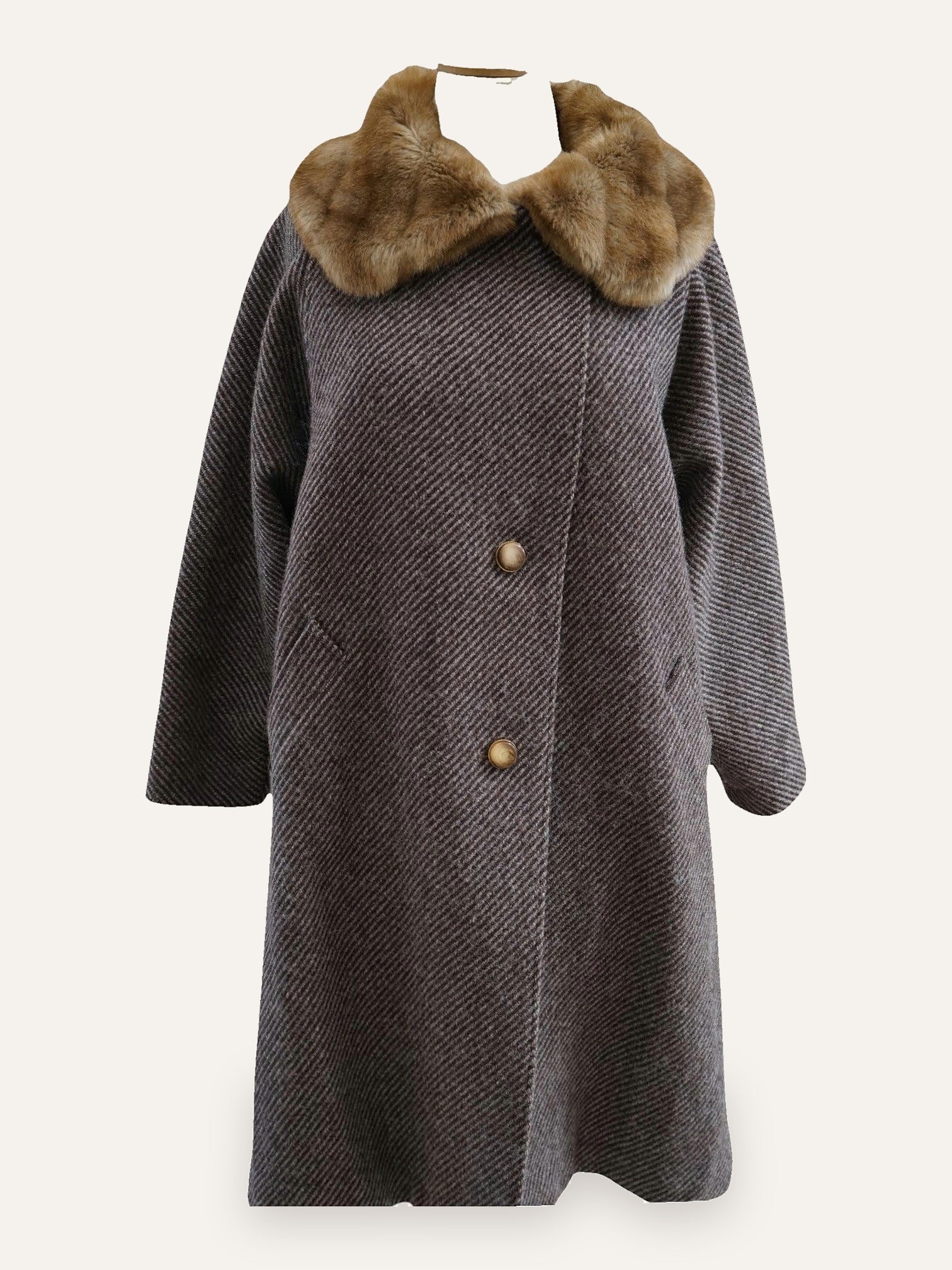 Marzotto Pure Wool Coat with Fur Collar