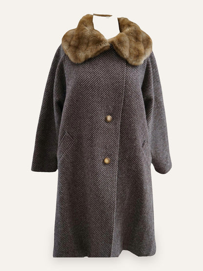 Marzotto Pure Wool Coat with Fur Collar