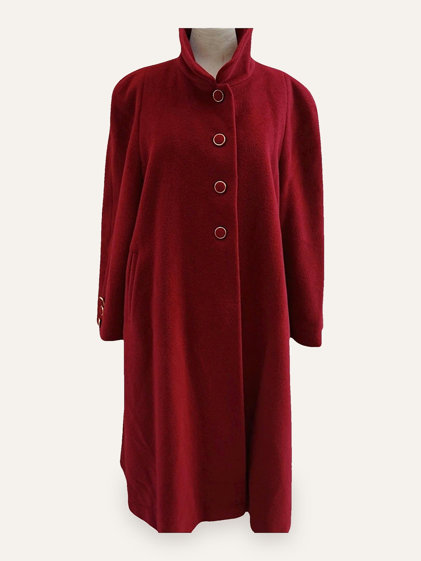 Crimson Mohair & Wool Princess Coat