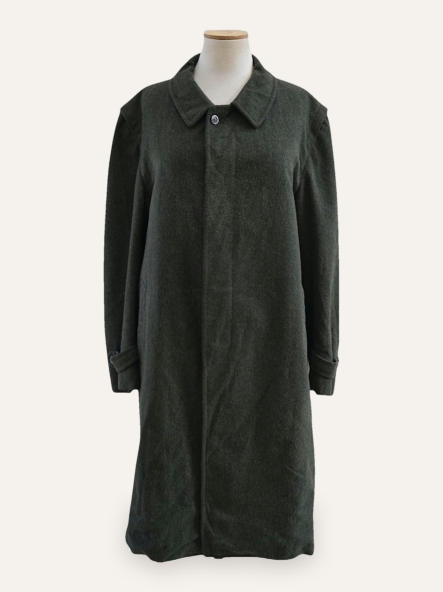 Wool Balmacaan Coat in Forest Green