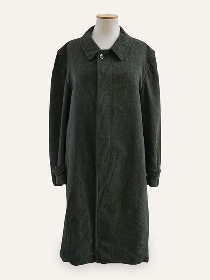 Wool Balmacaan Coat in Forest Green