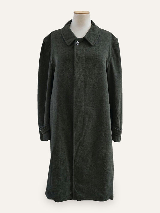 Wool Balmacaan Coat in Forest Green