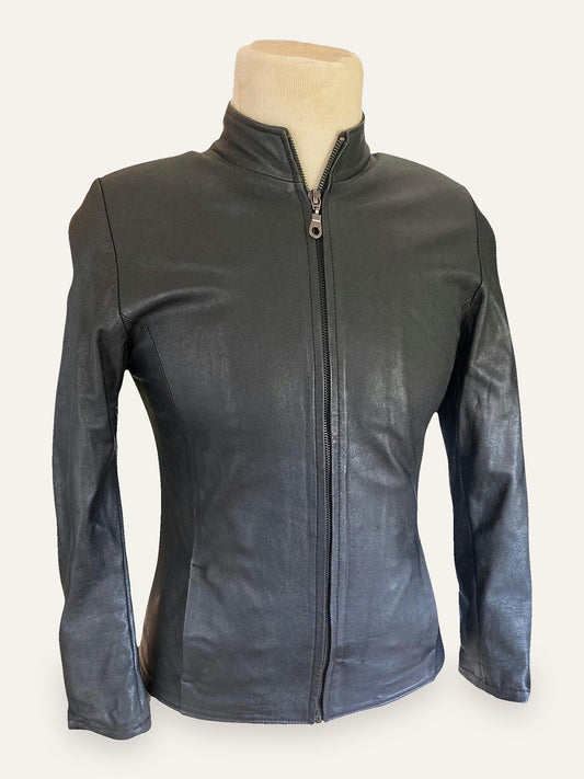 Gianni Versace Leather Sculpted Zip Jacket
