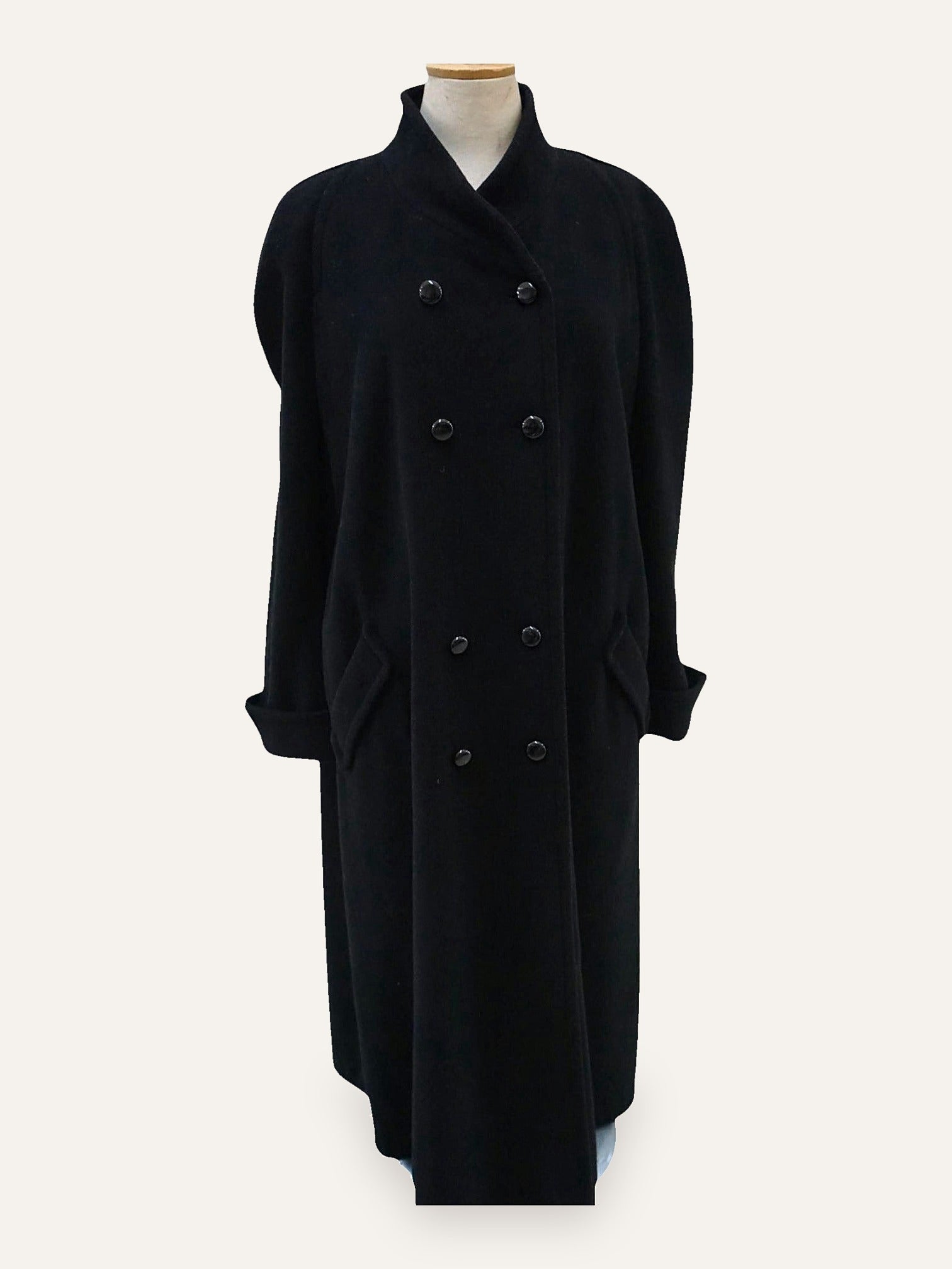 Austrian Wool Double-Breasted Cocoon Maxi Coat