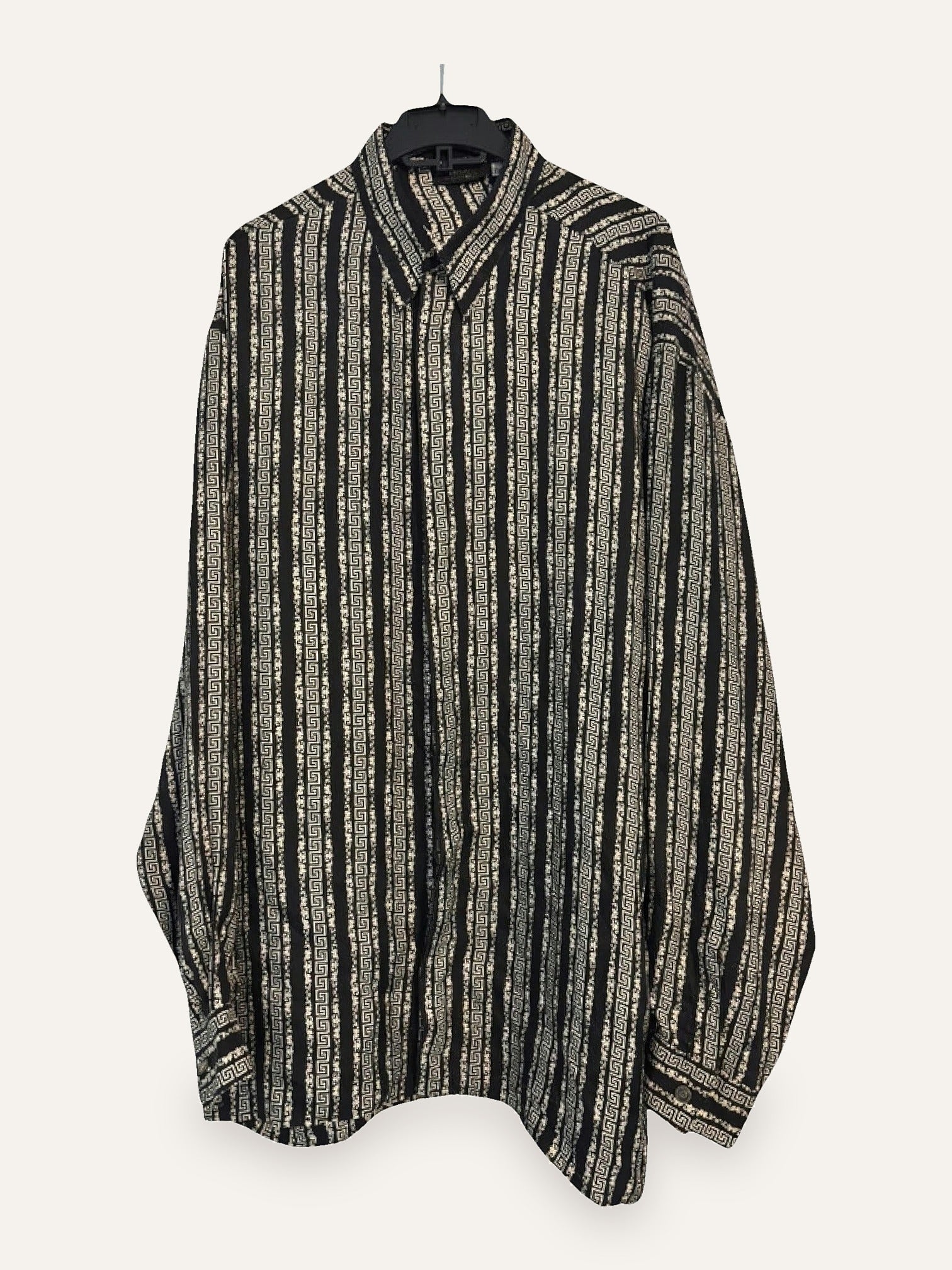 Versace Classic V2 Pure Silk Greek Key Stripe Shirt