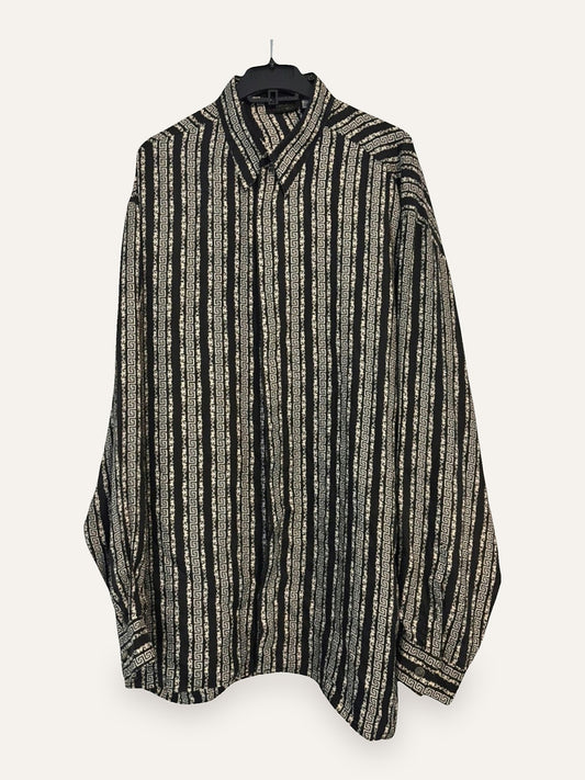 Versace Classic V2 Pure Silk Greek Key Stripe Shirt