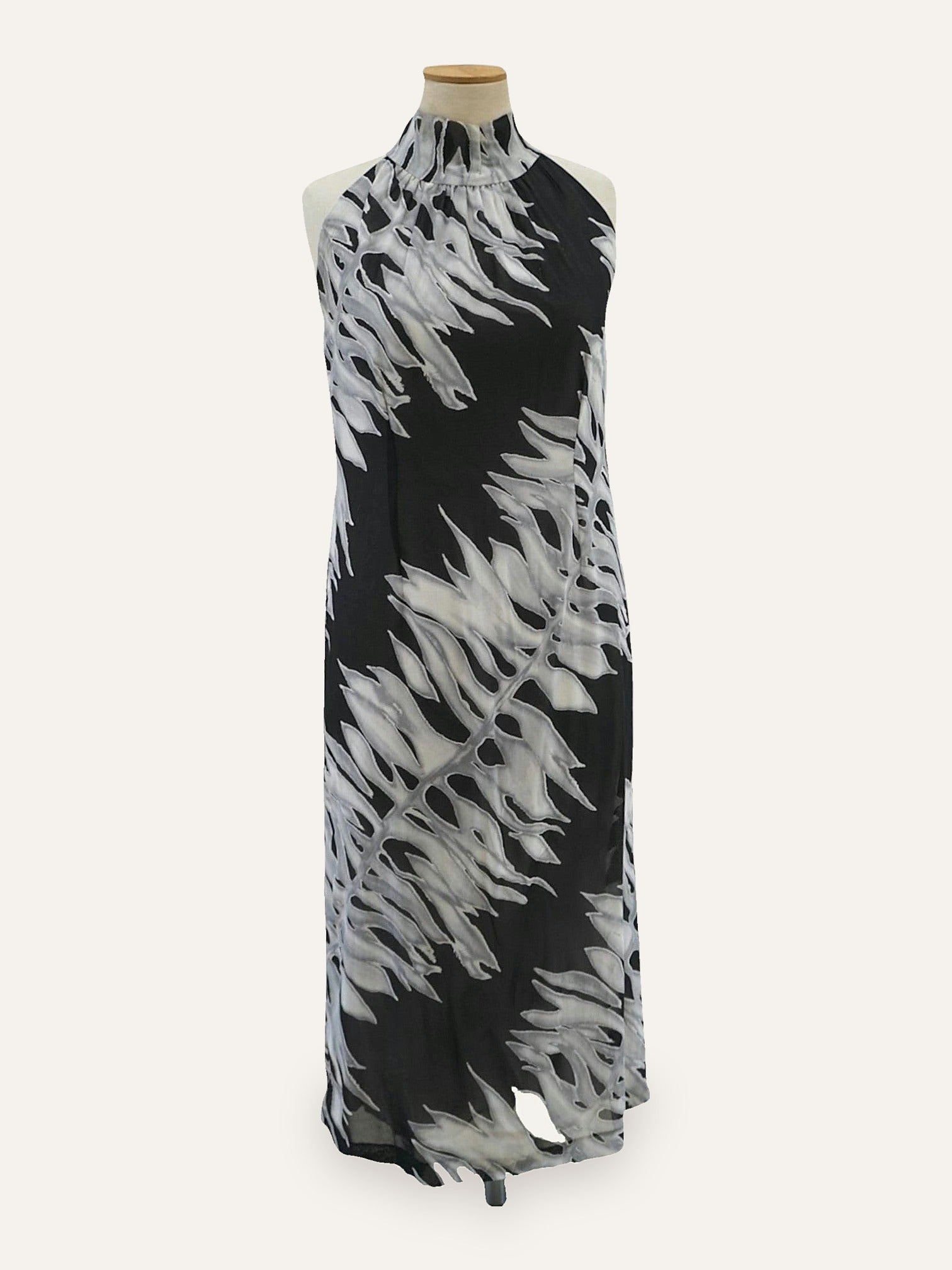 Bespoke Monstera Print Halter Neck Dress