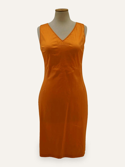 Dolce & Gabbana Satin V-Neck Slip Dress in Tangerine