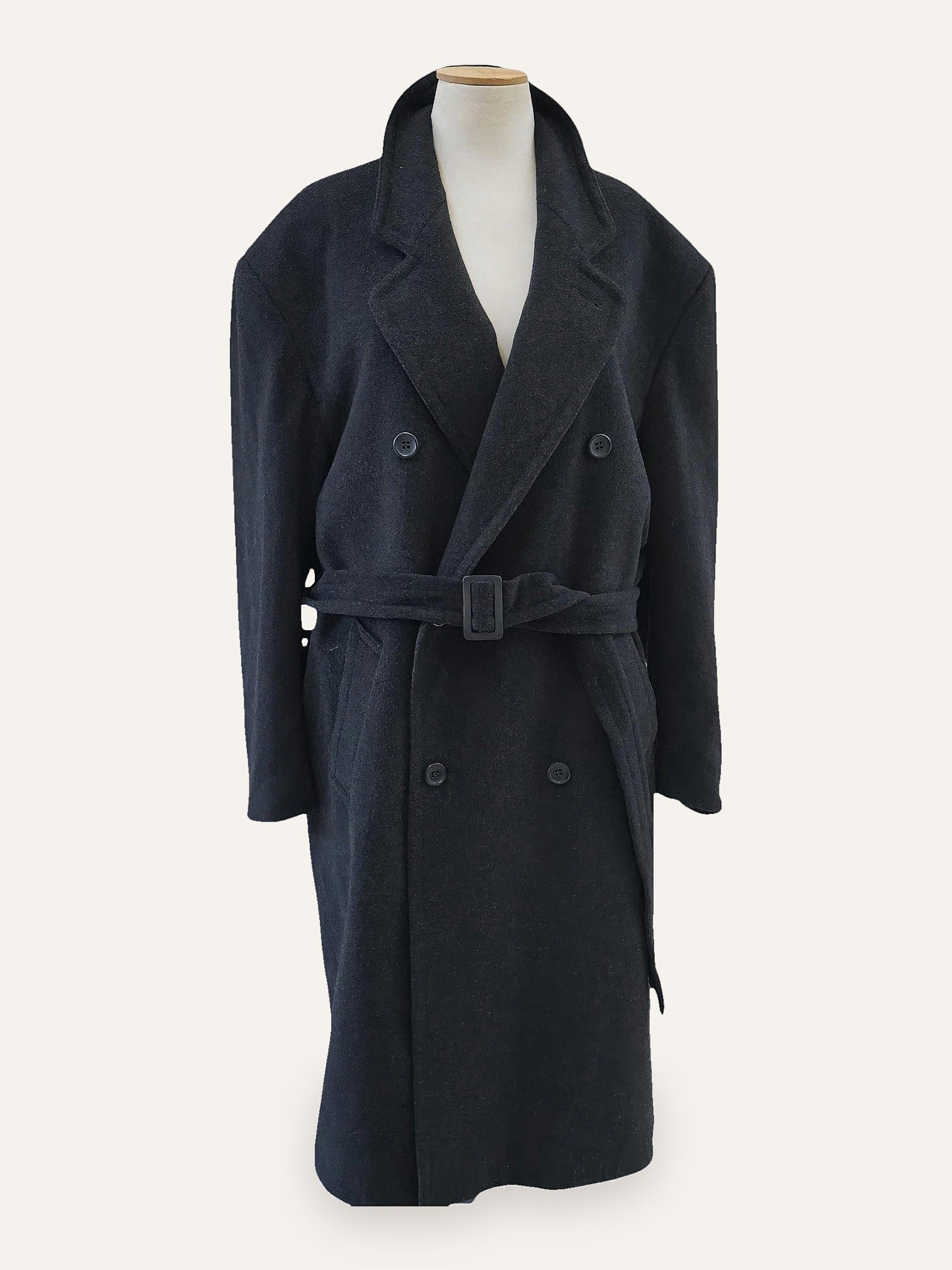 Cashmere Wool Belted Double-Breasted Maxi Coat