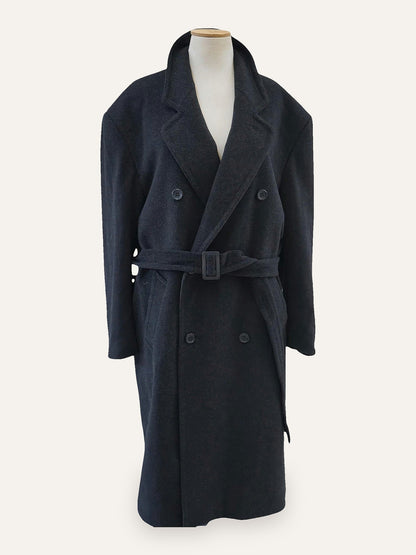Cashmere Wool Belted Double-Breasted Maxi Coat