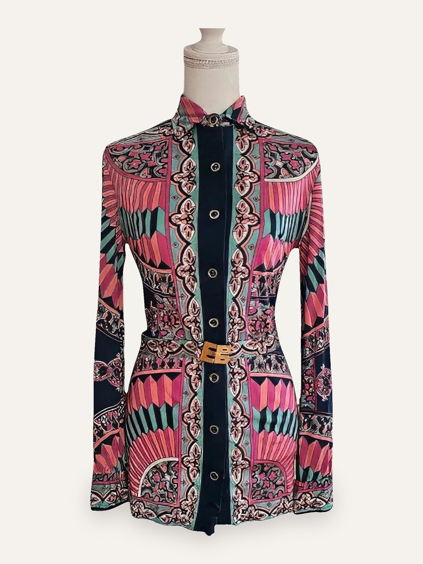 Emilia Bellini Archival Pure Silk Psychedelic Print Shirt