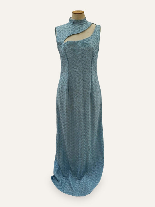 Embroidered Cutout Collar Maxi Dress