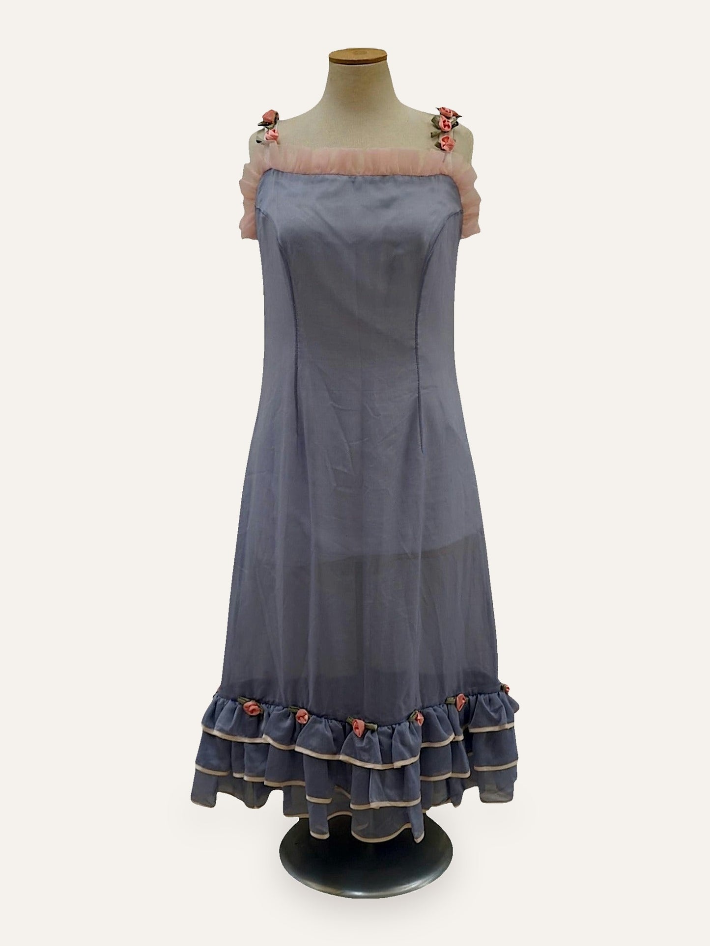 Bespoke Rosebud Strap Organza-Trim Dress