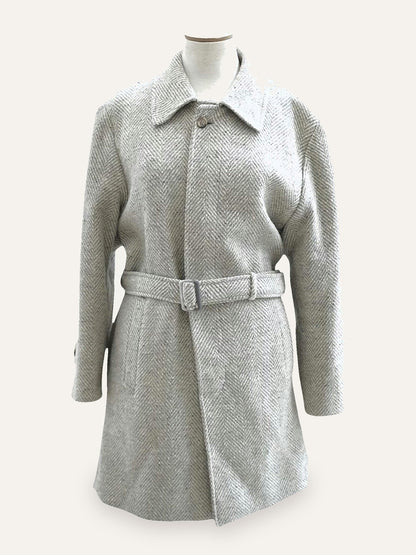 Speckled Herringbone Pure Wool Wrap Coat