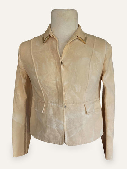 Valentino Gold V-Bar Collar Wool Cropped Jacket