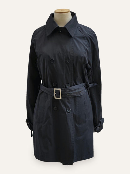 Carla Ferroni Double-Breasted Belted Trench Coat in Midnight