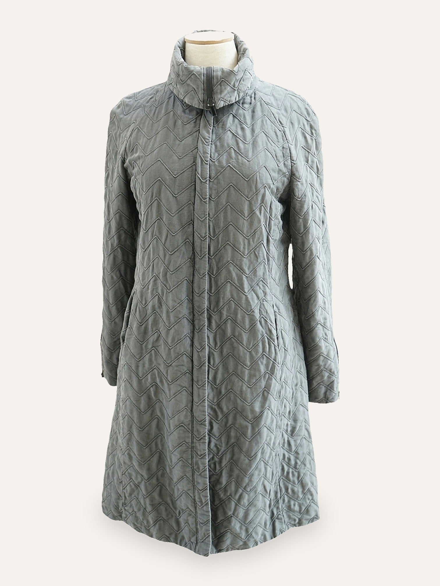 Armani Collezioni Chevron-Quilted A-Line Coat