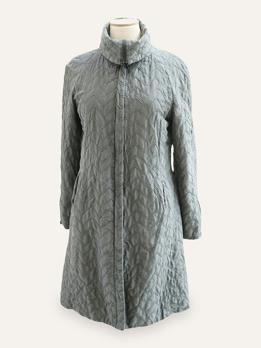 Armani Collezioni Chevron-Quilted A-Line Coat