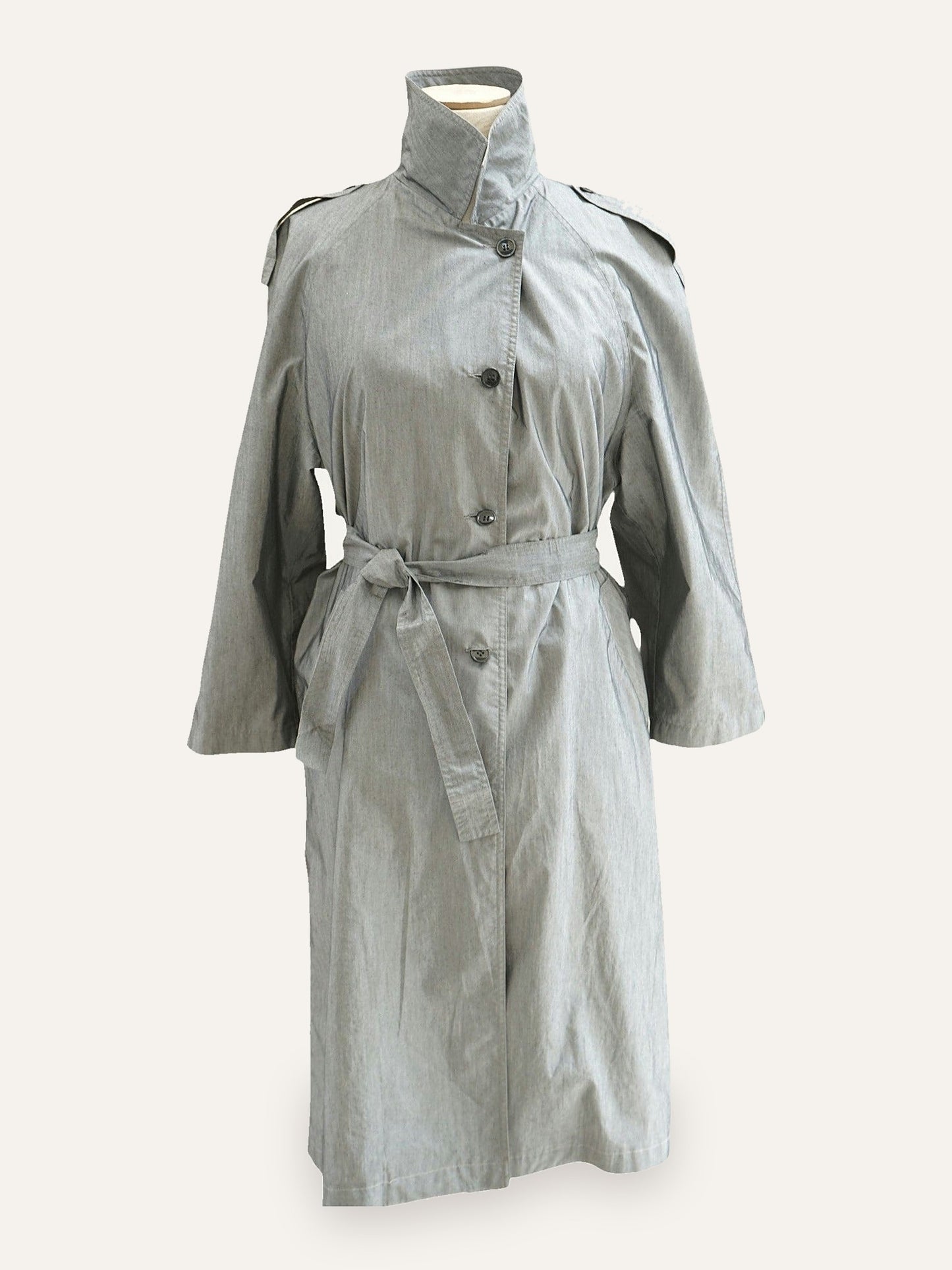 Iridescent Belted Trench Coat in Silver