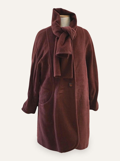 Donna Enrica Mohair & Wool Scarf-Collar Coat