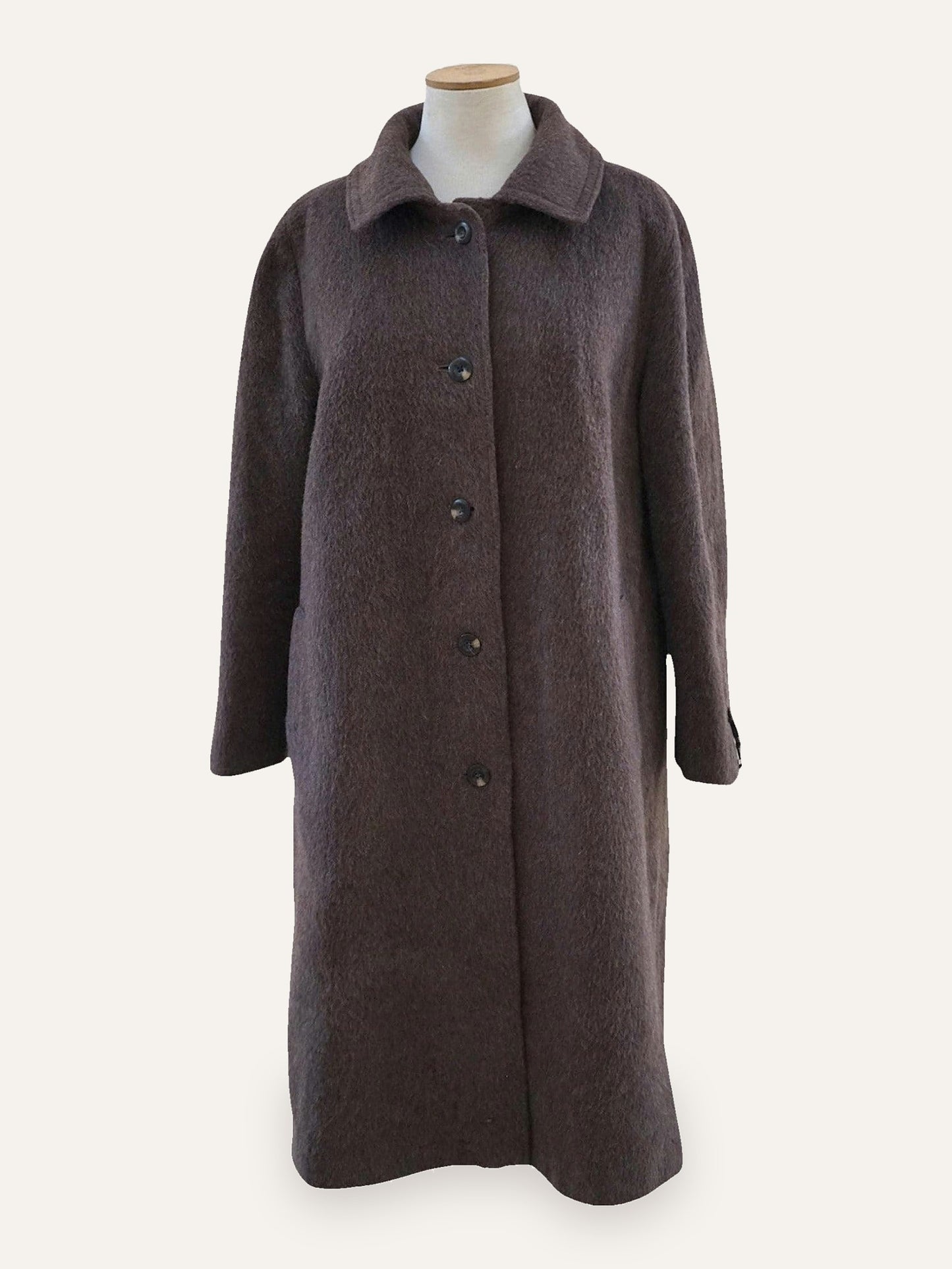 Llama Single-Breasted Maxi Coat in Mocha