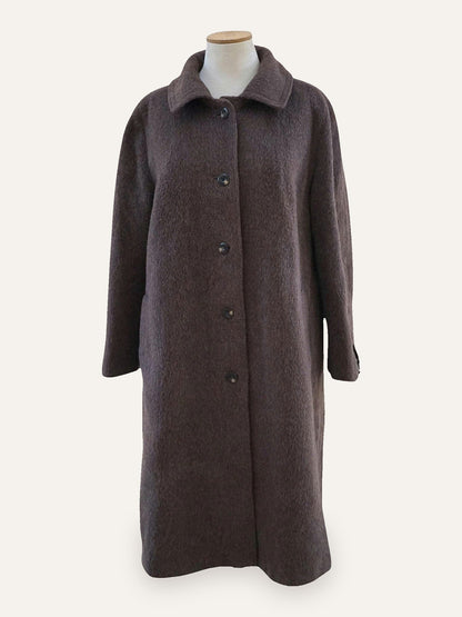 Llama Single-Breasted Maxi Coat in Mocha