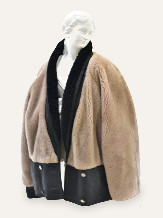 Shearling & Leather Blocked Jacket