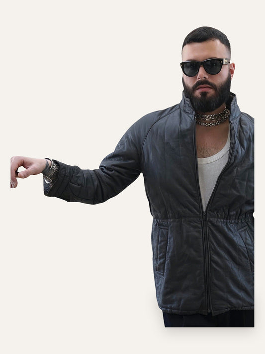 Vera Pelle Distressed Leather Quilted Blouson