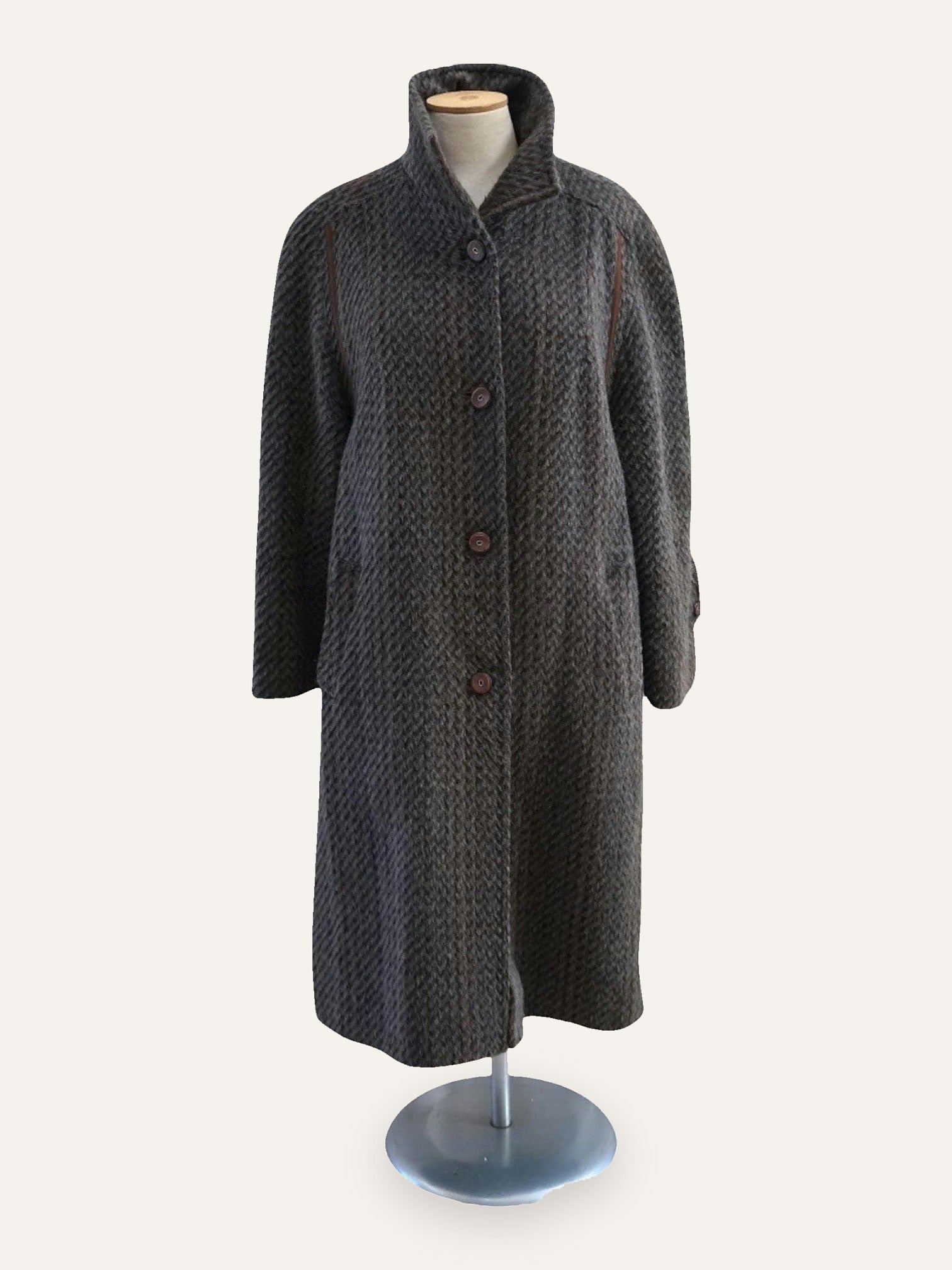Llama Wool Basket-Weave Coat