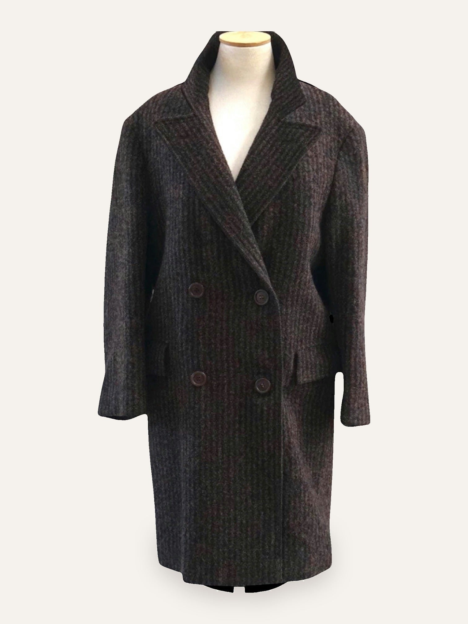 Tandini Ribbed Stripe Wool Coat