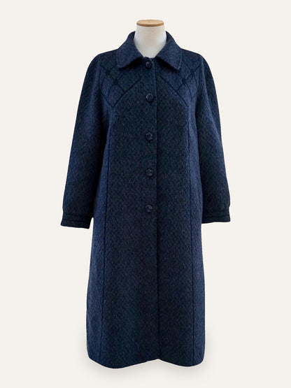 Adler Pure Llama Diamond-Weave Coat in Dark Blue