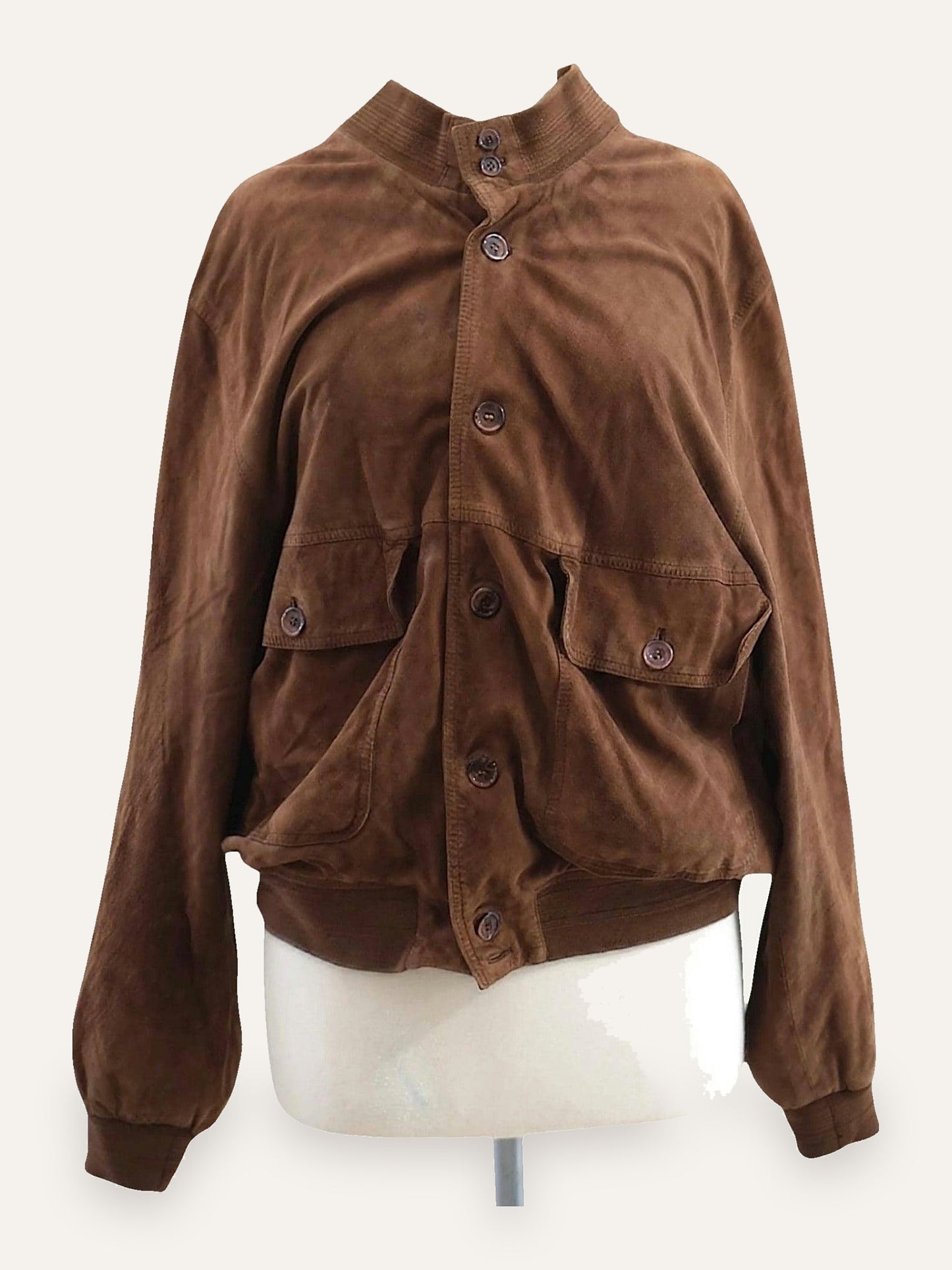 Suede Leather Field Bomber in Tobacco