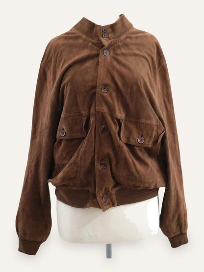 Suede Leather Field Bomber in Tobacco