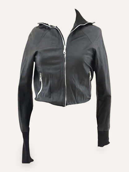 Skinmoon Leather & Knit Bomber Jacket