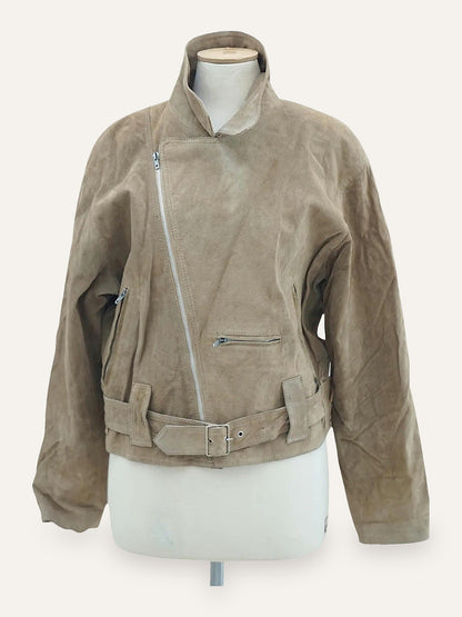 USA Suede Belted Jacket Cartographic Lining