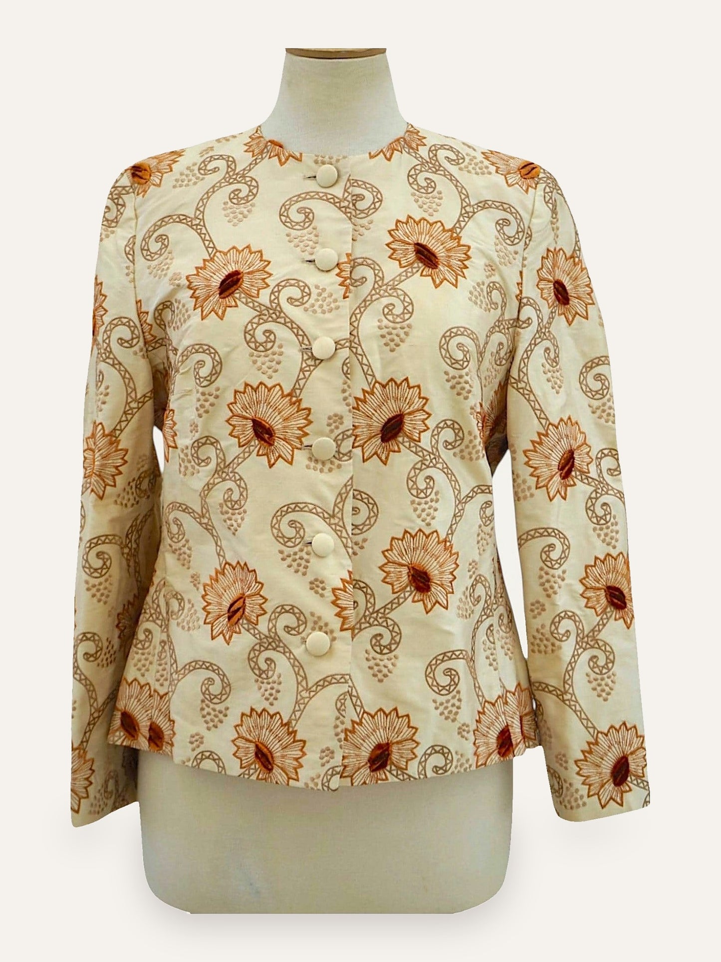 Elégance Paris Silk Embroidered Floral Jacket