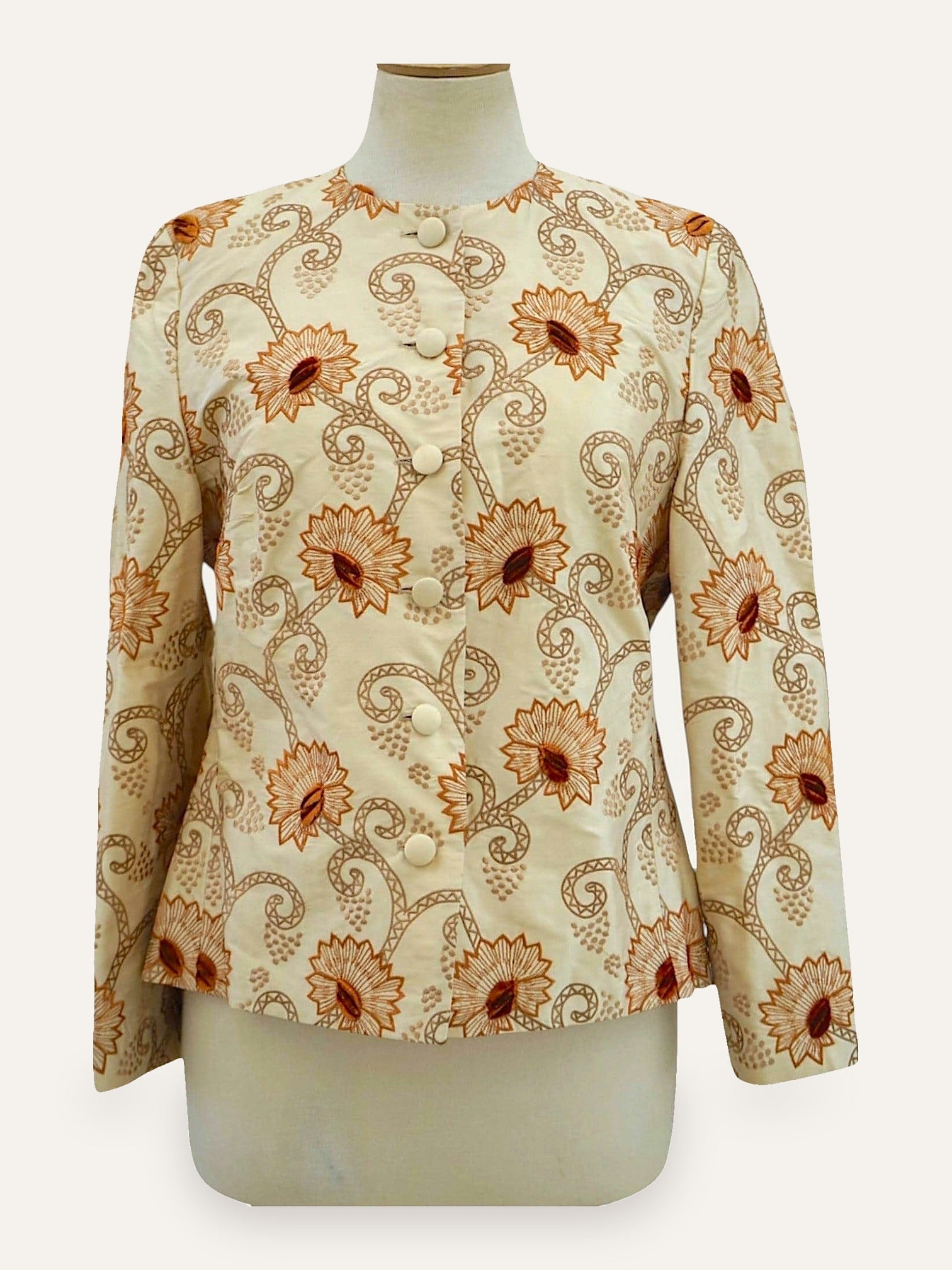 Elégance Paris Silk Embroidered Floral Jacket