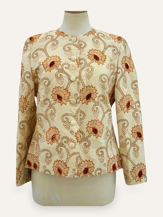 Elégance Paris Silk Embroidered Floral Jacket