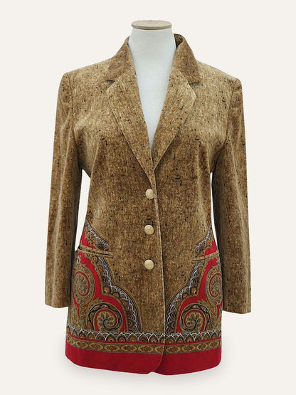 Elégance Paris Velvet Paisley-Hem Blazer