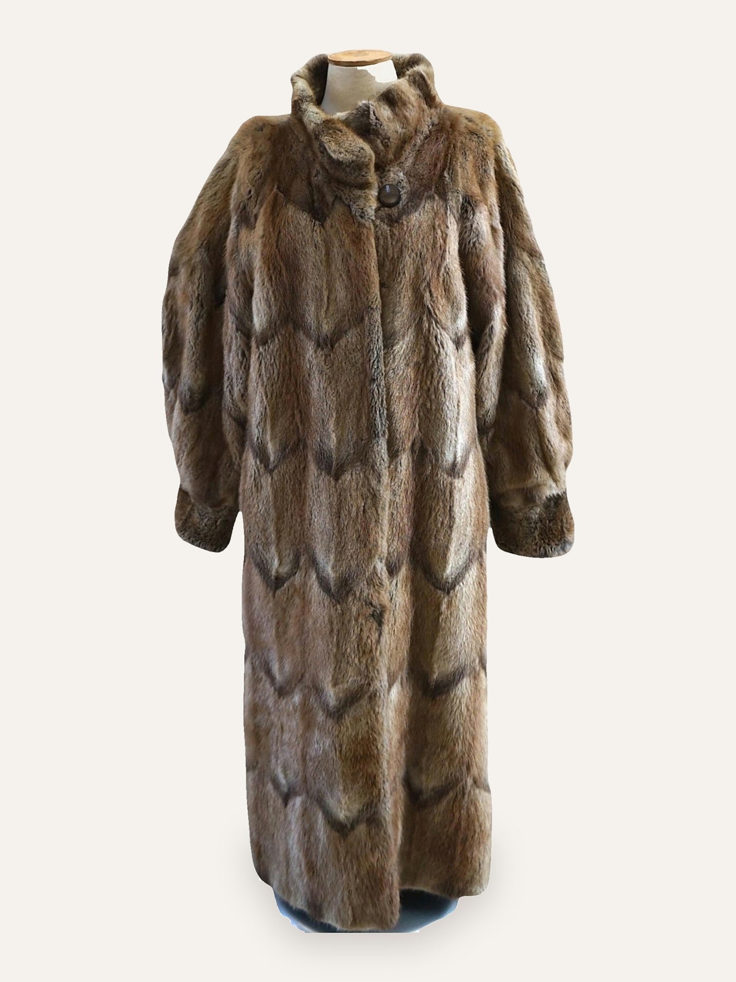 Artisan Chevron-Cut Real Fur Maxi Coat