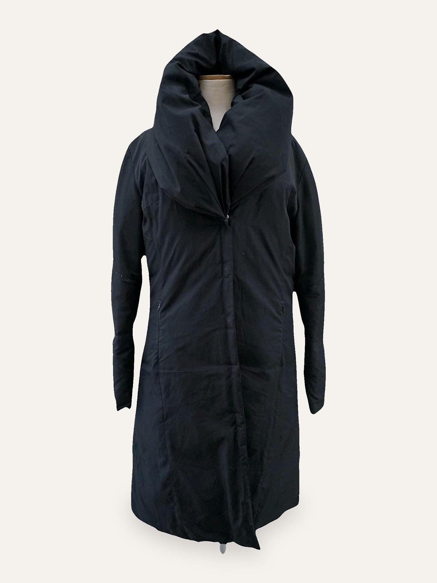 Sculptural Cowl-Neck Down Coat